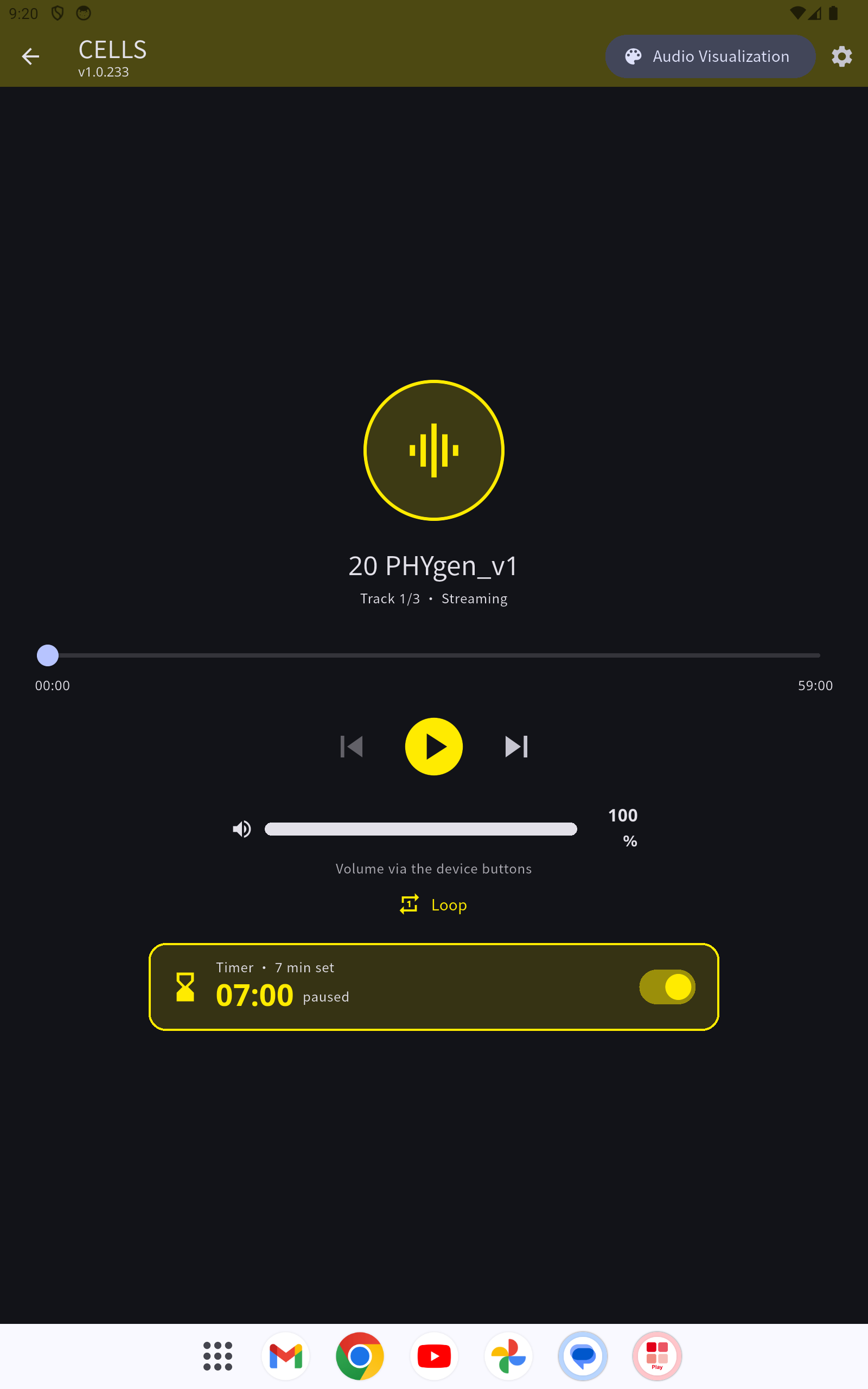 The player: playback, volume, repeat and sleep timer